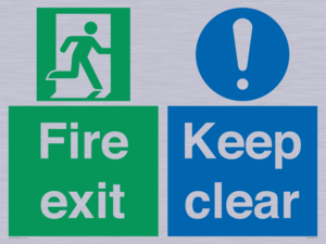 Fire exit Keep clear dual sign